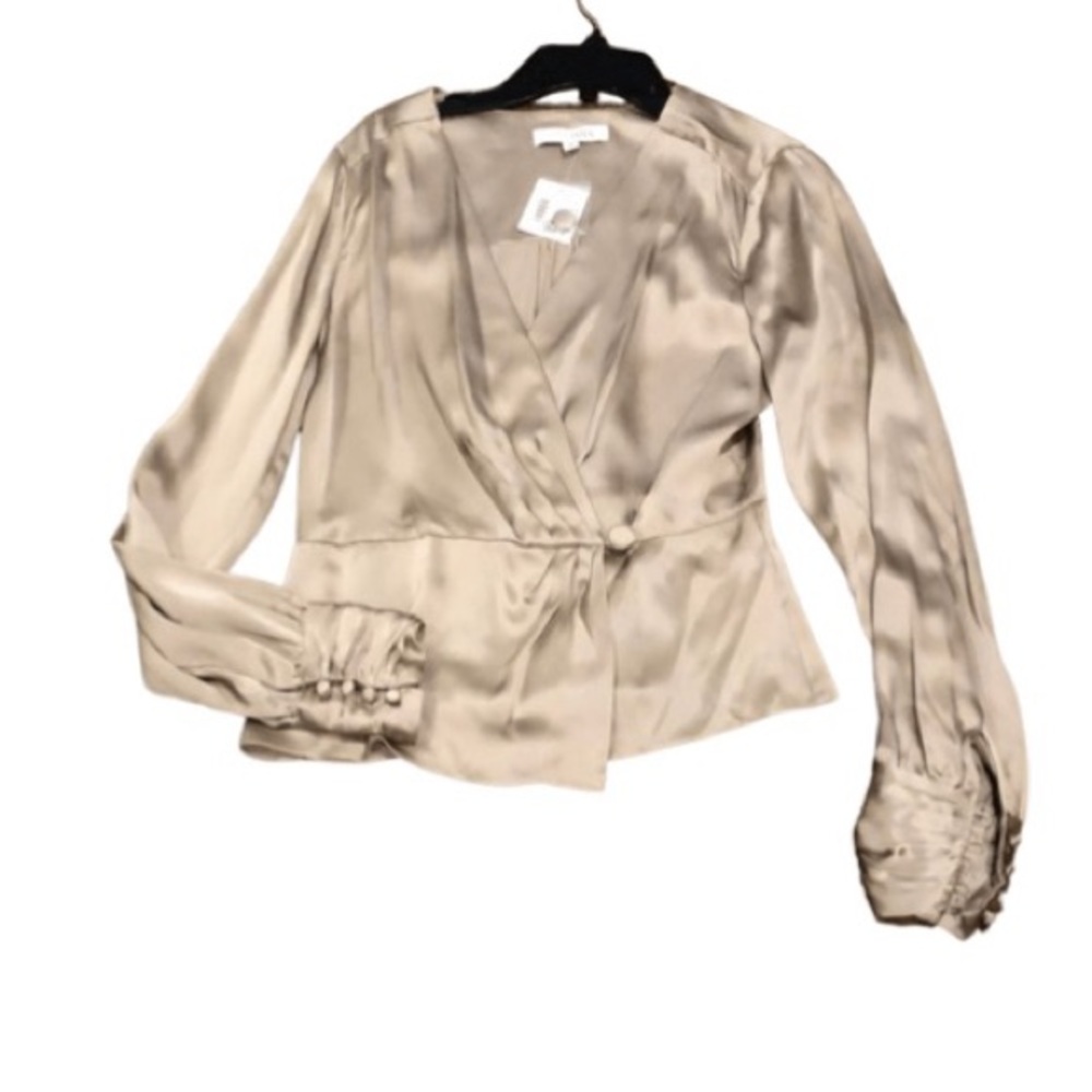 NWT Stunning Blush Silk Wrap Top